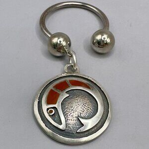 Frank Patania Sr Fish Key Chain Ring Sterling Silver Signed Thunderbird Studio